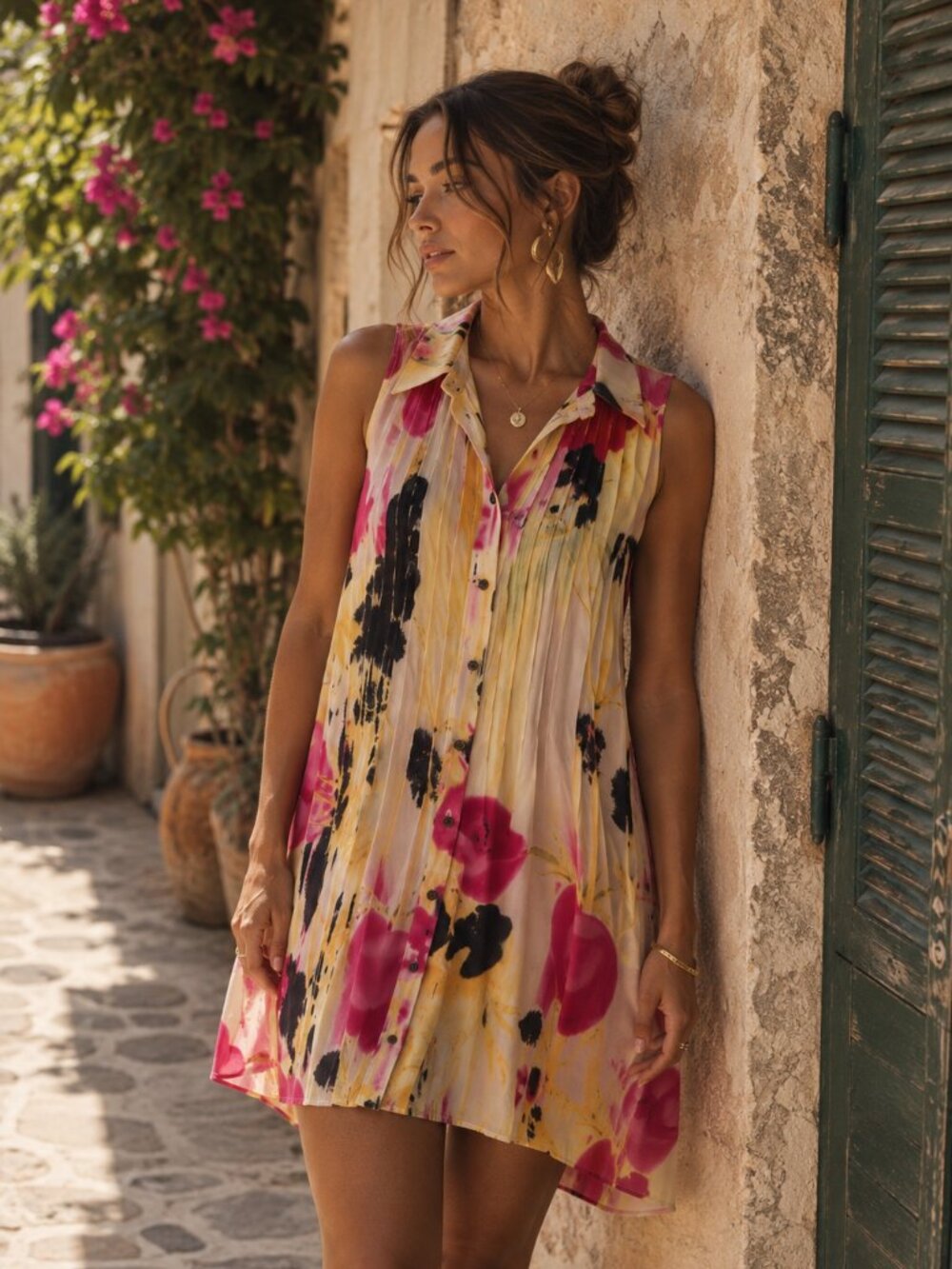 Anthropology Tabitha Romantic Modern Abstract 100% Silk Mini Dress Watercolor 0
